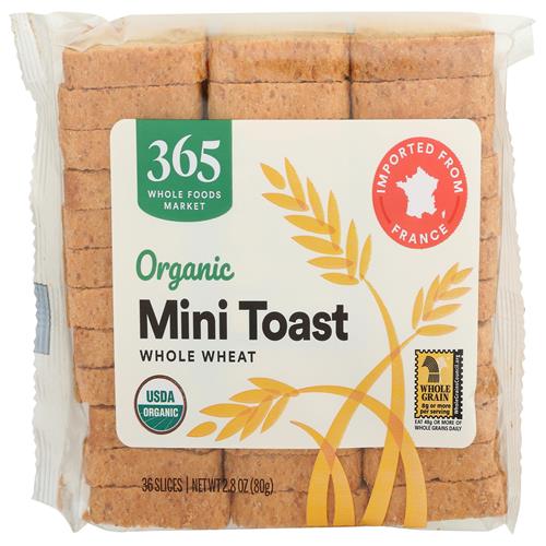 Whole Foods Market Organic Whole Wheat Mini Toast, Vegan, 2.8 Ounce
