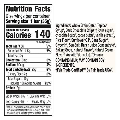 Cascadian Farm Organic Chocolate Chip Chewy Granola Bars, 6 Bars, 7.4 Oz