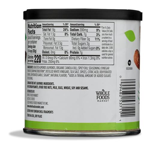 Whole Foods Market, Almonds, Dill Pickle Seasoned, 10 Ounce