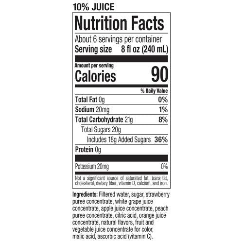 Tropicana Refreshers Strawberry Peach Juice Drink, With Real Fruit Juice, 46 Fl Oz Bottle