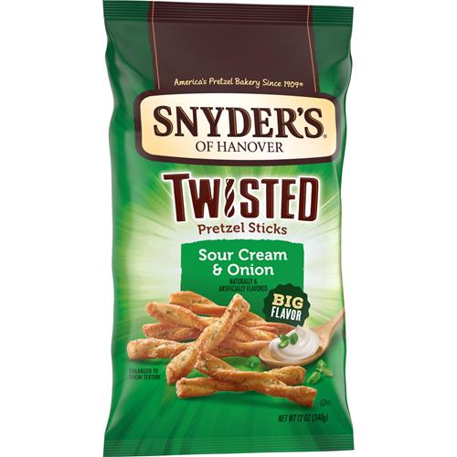 Snyders Of Hanover, Sour Cream & Onion Twisted Pretzel Sticks, 12 Oz Bag