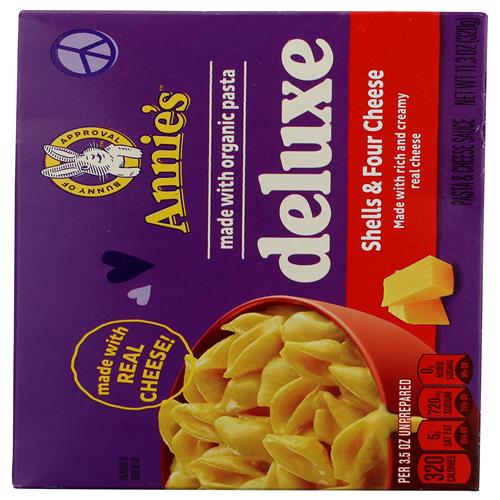 Annies Deluxe Macaroni And Cheese With Organic Pasta, Shells And Four Cheese, 11.3 Oz