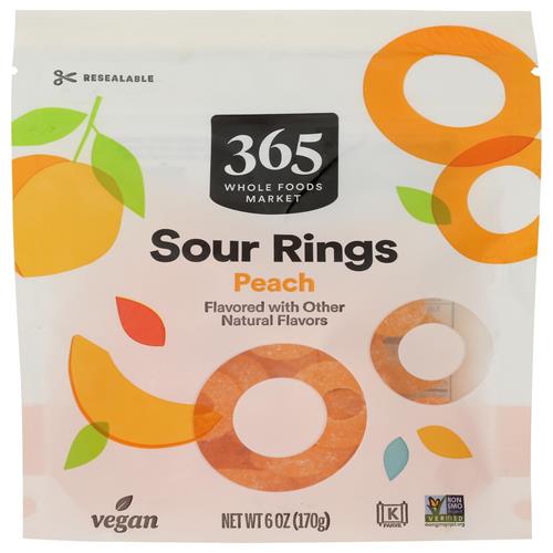 Whole Foods Market, Gummy Rings, Peach, 6 Ounce