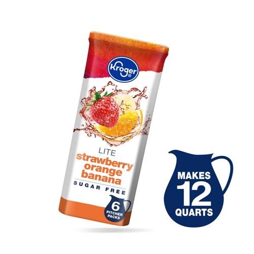 Kroger Lite Zero Sugar Strawberry Orange Banana Drink Mix Packets 6 packets