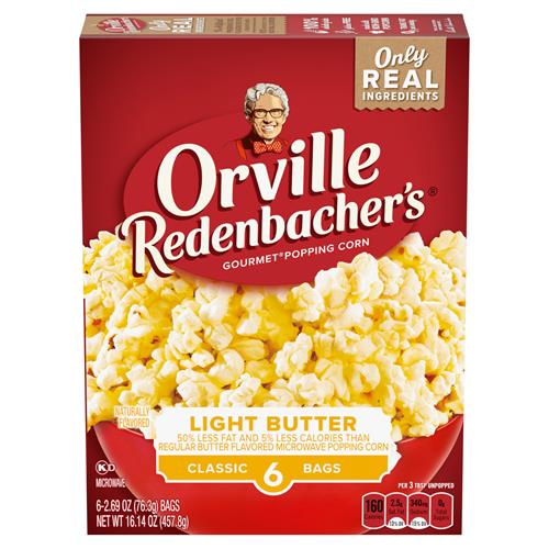 Orville Redenbachers Microwave Popcorn, Light Butter Flavor, 2.69 Oz., 6-Count