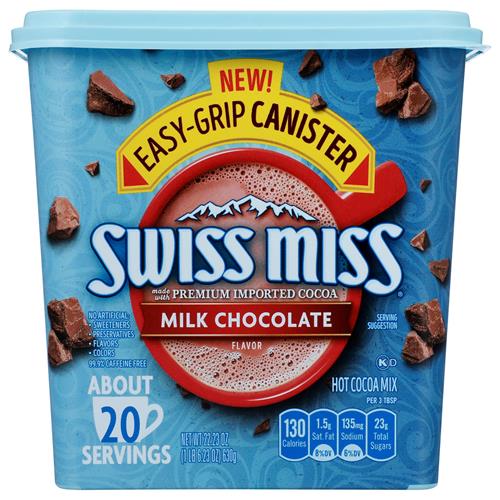 Swiss Miss Milk Chocolate Flavored Hot Cocoa Mix, 22.23 Oz Canister