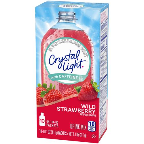 Crystal Light Sugar-Free Wild Strawberry Drink Mix With Caffeine (10 On-The-Go Packets)
