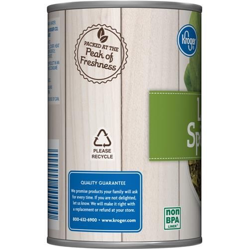 Kroger No Salt Added Leaf Spinach 13.5 oz