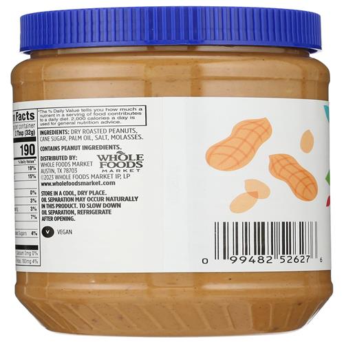 Whole Foods Market, Peanut Butter Spread, Crunchy No Stir, 40 Ounce