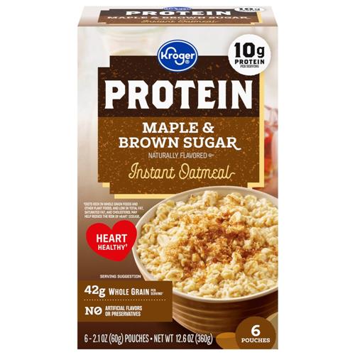 Kroger Maple & Brown Sugar Protein Instant Oatmeal 6 ct / 2.1 oz