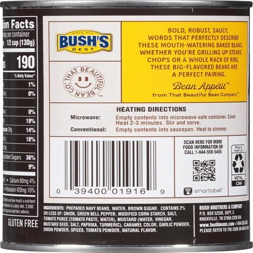 Bushs Best Steakhouse Recipe Grillin Beans, 22 Ounce, Canned Beans, Beans Canned, Source Of Plant Based Protein And Fiber, Low Fat, Gluten Free
