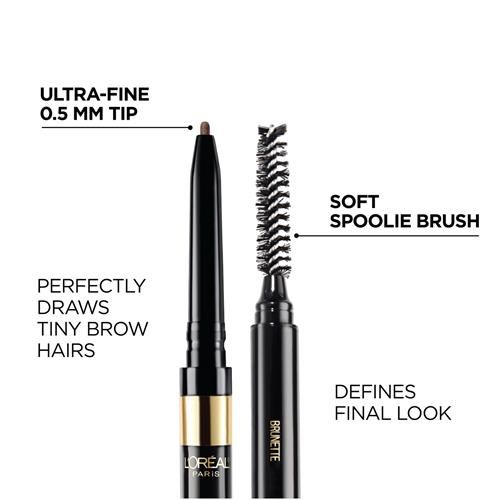 Loreal Paris Makeup Brow Stylist Definer Waterproof Eyebrow Pencil, Ultra-Fine Mechanical Pencil, Draws Tiny Brow Hairs And Fills In Sparse Areas And Gaps, Dark Brunette, 0.003 Ounce (Pack Of 1)
