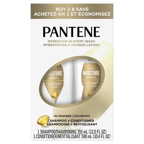 Pantene Pro-V Smooth & Sleek Shampoo + Conditioner, Dual Pack, Shampoo 12Oz/Conditioner 10.4Oz