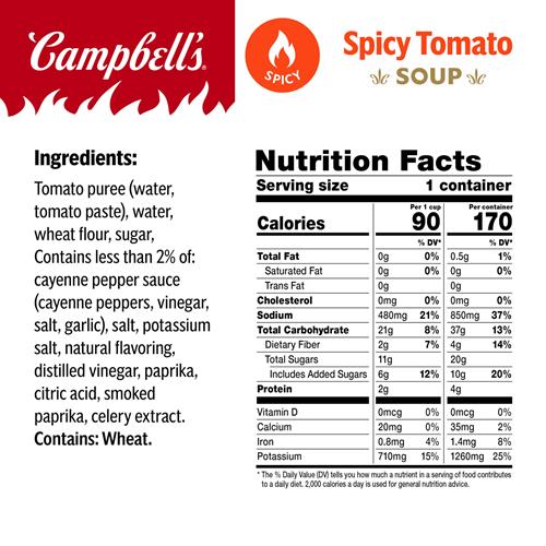 Campbell’S Spicy Tomato Soup, 15.4 Oz Microwavable Bowl