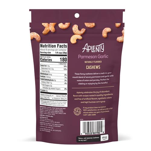 Aplenty Parmesan Garlic Cashews, 8 Oz