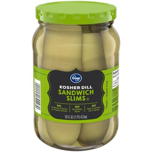 Kroger Kosher Sandwich Slims Dill Pickles 16 fl oz