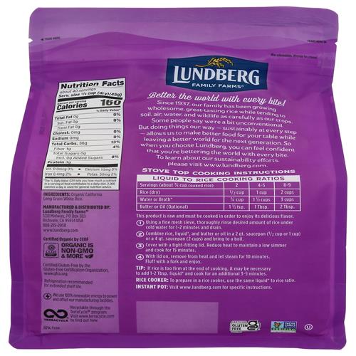 Lundberg Family Farms Organic California White Jasmine Rice, 64 Oz