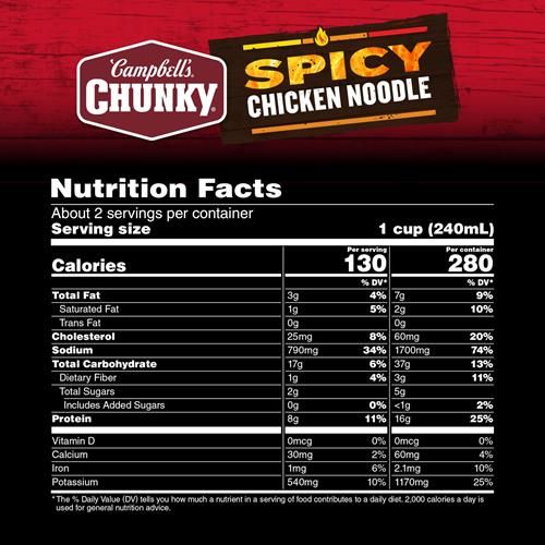Campbells Chunky Soup, Spicy Chicken Noodle Soup, 18.6 Oz Can