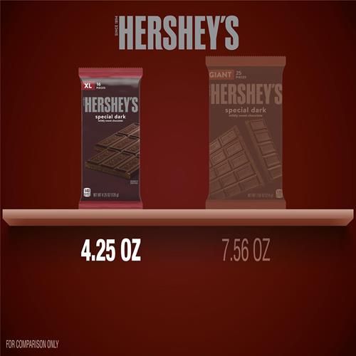 Hersheys Special Dark Mildly Sweet Chocolate Xl, Candy Bar, 4.25 Oz (16 Pieces)