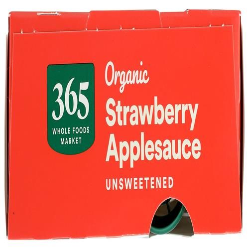 Whole Foods Market, Organic Strawberry Applesauce Pouches, Unsweetened, 3.2 Ounce (Pack Of 4)