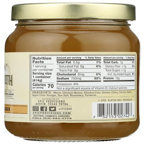 Epic Artisanal Bone Broth, Homestyle Savory Chicken, 14 Oz.