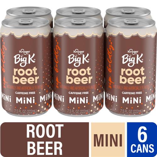 Kroger Big K Rootbeer Caffeine Free Soda Mini Cans 6 pk / 7.5 fl oz