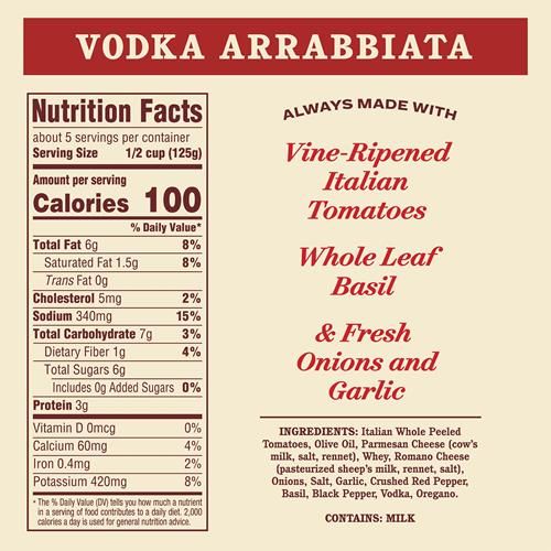 Raos Homemade Vodka Arrabbiata Sauce, 24 Oz, Spicy, All Purpose, Keto Friendly Pasta Sauce, Premium Quality Tomatoes From Italy And Crushed Red Pepper