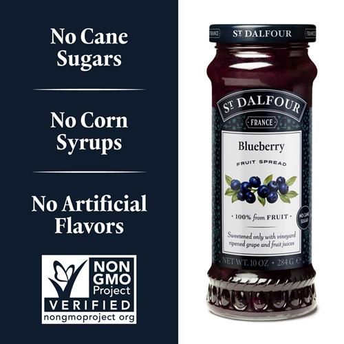 St. Dalfour Blueberry Fruit Spread - 10Oz - 100% From Fruit, No Artificial Ingredients, Non-Gmo, No Cane Sugars, All Natural, Made In France
