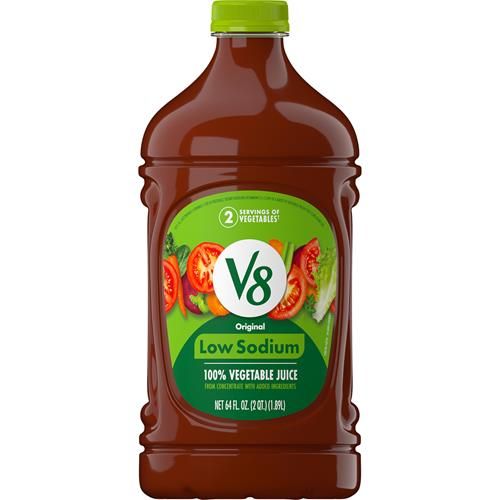 V8 Low Sodium Original 100% Vegetable Juice, 64 Fl Oz Bottle