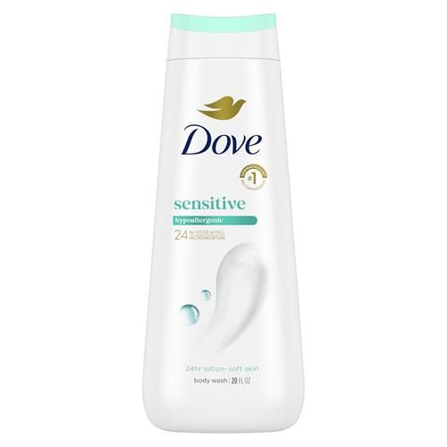 Dove Body Wash Sensitive Skin For 24Hr Lotion-Soft Moisturizing Cleanser Gentle Hypoallergenic Formula With No Sulfates No Parabens 20 Oz