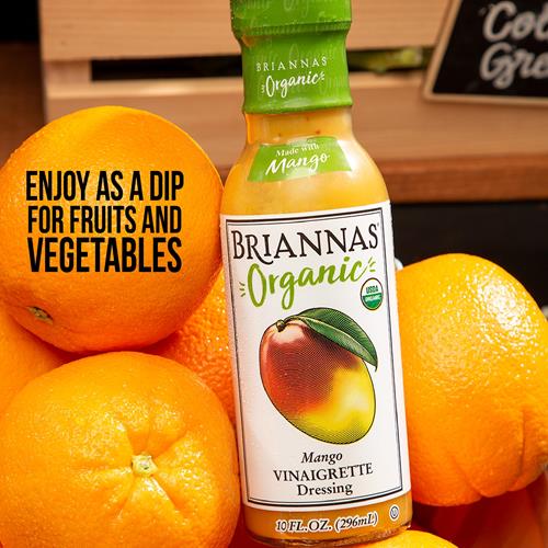 Briannas - Organic Mango Vinaigrette Dressing - Certified Organic & Kosher Salad Dressing Made With Premium Ingredients - 10 Oz. Bottle
