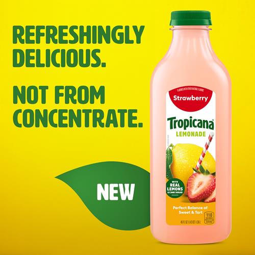 Tropicana Strawberry Lemonade, Made With Real Lemons, 46 Fl Oz Bottle