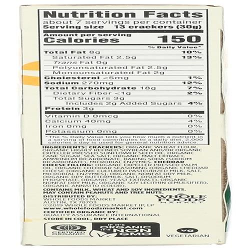 Whole Foods Market Organic Mini Cheese Sandwich Crackers, 7.5 Oz