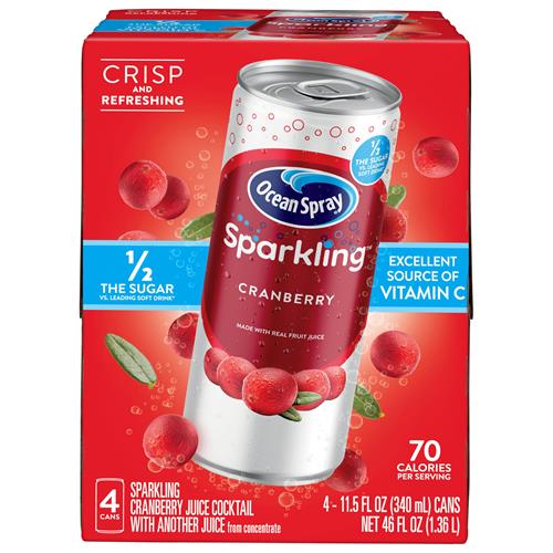 Ocean Spray Sparkling Cranberry Juice Drink, 11.5 Fl Oz Cans, 4 Count