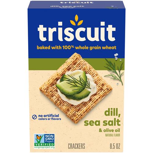 Triscuit Dill, Sea Salt & Olive Oil Whole Grain Wheat Crackers, Lunch Snacks, Snack Crackers, 8.5 Oz