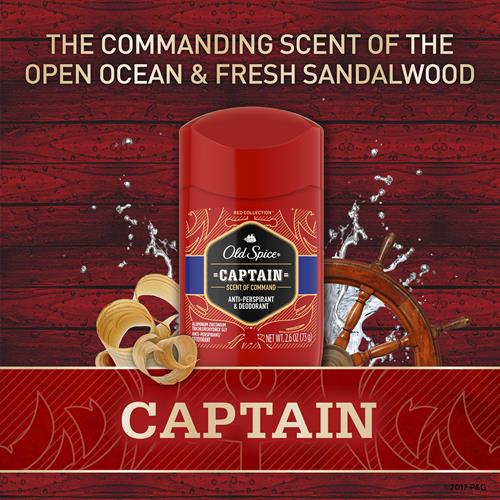 Old Spice Red Collection Invisible Solid Anti-Perspirant And Deodorant For Men, Captain, 2.6 Oz
