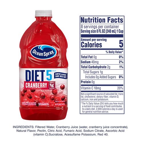 Ocean Spray Diet Cranberry Juice Drink, 64 Fl Oz Bottle