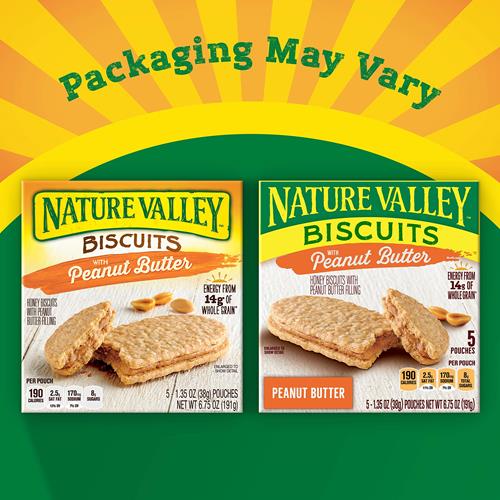 Nature Valley Biscuit Sandwiches, Peanut Butter Snack, 5 Ct, 6.75 Oz