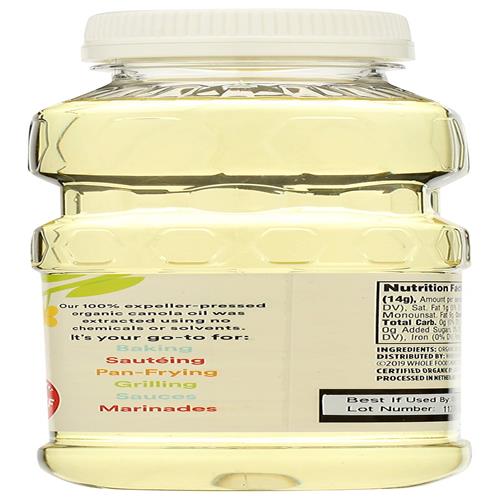 Whole Foods Market Organic Canola Cooking Oil, 16 Fl Oz