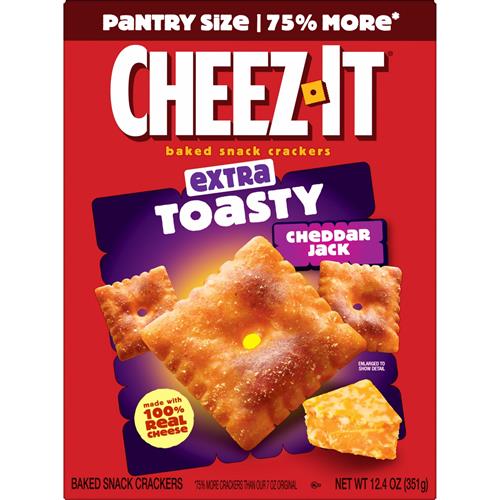 Cheez-It Cheese Crackers, Baked Snack Crackers, Kids Snacks, Extra Toasty Cheddar Jack, 12.4Oz Box (1 Box)