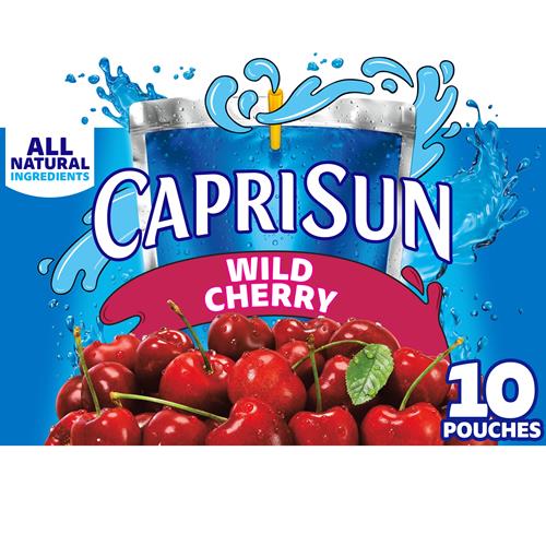 Capri Sun Wild Cherry Naturally Flavored Kids Juice Drink Blend (10 Ct Box, 6 Fl Oz Pouches)