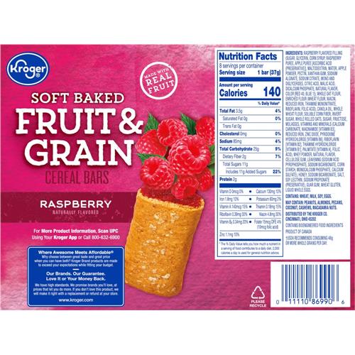 Kroger Fruit & Grain Raspberry Breakfast Bars 8 ct