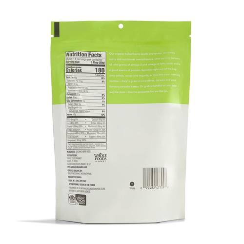 Whole Foods Market, Organic Hulled Hemp Seed, 12 Ounce