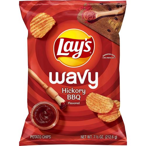 Lays Wavy Potato Chips Barbecue Flavor Hickory Bbq, 7.5 Oz