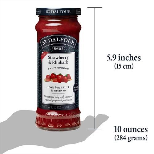 St. Dalfour Strawberry & Rhubarb Fruit Spread - 10Oz - 100% From Fruit & Rhubarb, No Artificial Ingredients, Non-Gmo, No Cane Sugars, All Natural