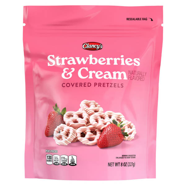 Clancy's Strawberries & Cream Covered Pretzels, 8 oz