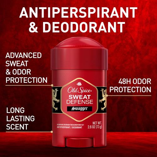 Old Spice Sweat Defense Antiperspirant & Deodorant For Men, 24/7 Ultimate Sweat Protection, Long Lasting Scent, Soft Solid, Swagger With Cedarwood Scent, 2.6 Oz