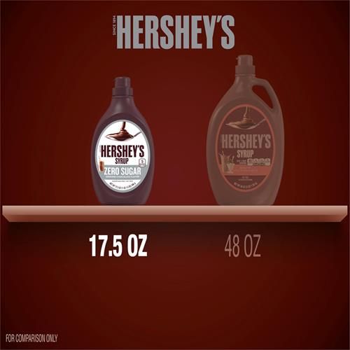 Hersheys Zero Sugar Chocolate Syrup Bottle, 17.5 Oz