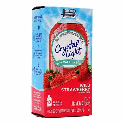 Crystal Light Sugar-Free Wild Strawberry Drink Mix With Caffeine (10 On-The-Go Packets)