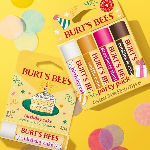 Burts Bees Birthday Cake Lip Balm, Tint-Free, Natural Origin Lip Care, 1 Tube, 0.15 Oz.